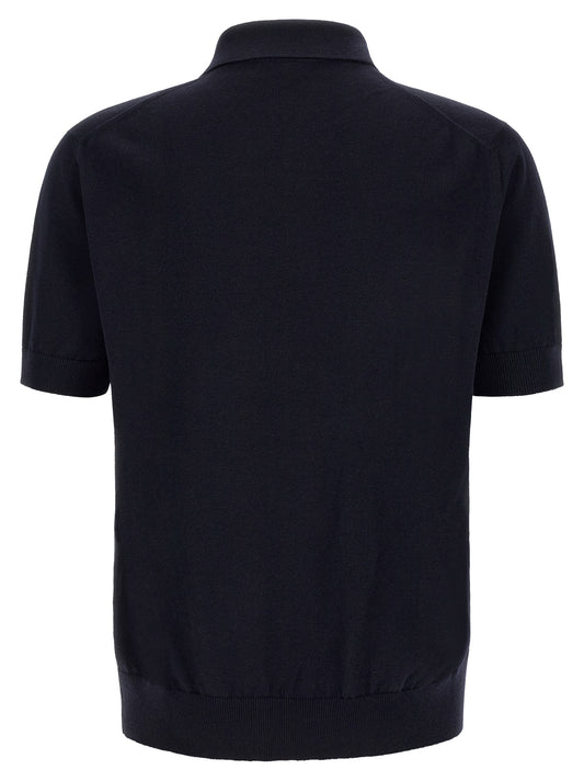 Blue Virgin Wool Polo Shirt