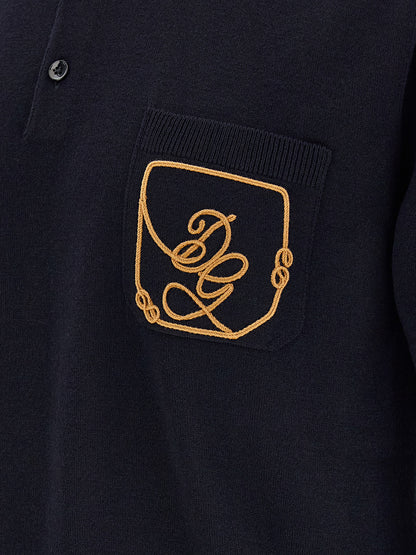 Blue Virgin Wool Polo Shirt