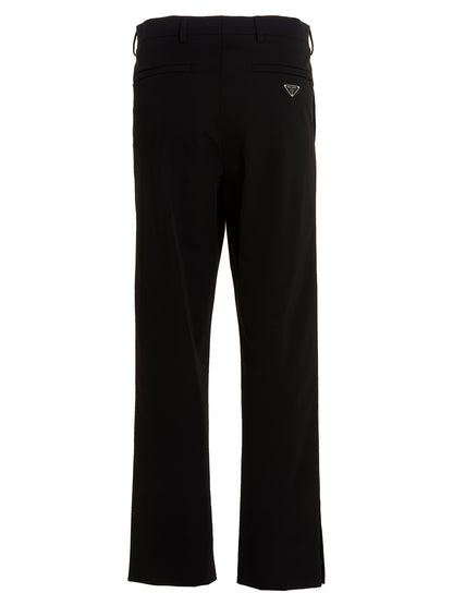 Black Polyester Casual Pants