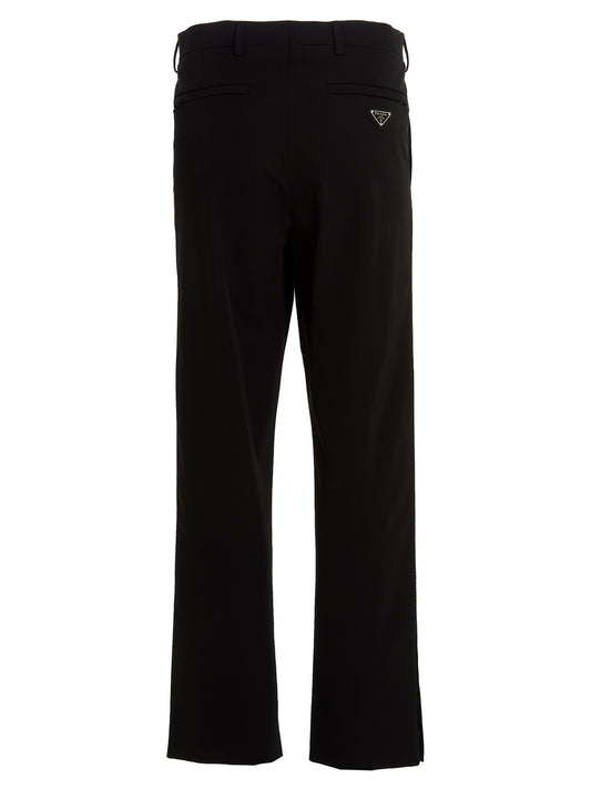 Black Polyester Casual Pants