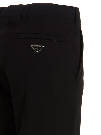 Black Polyester Casual Pants