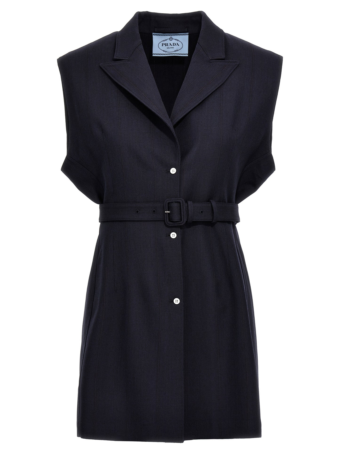 Blue Virgin Wool Sleeveless Jacket