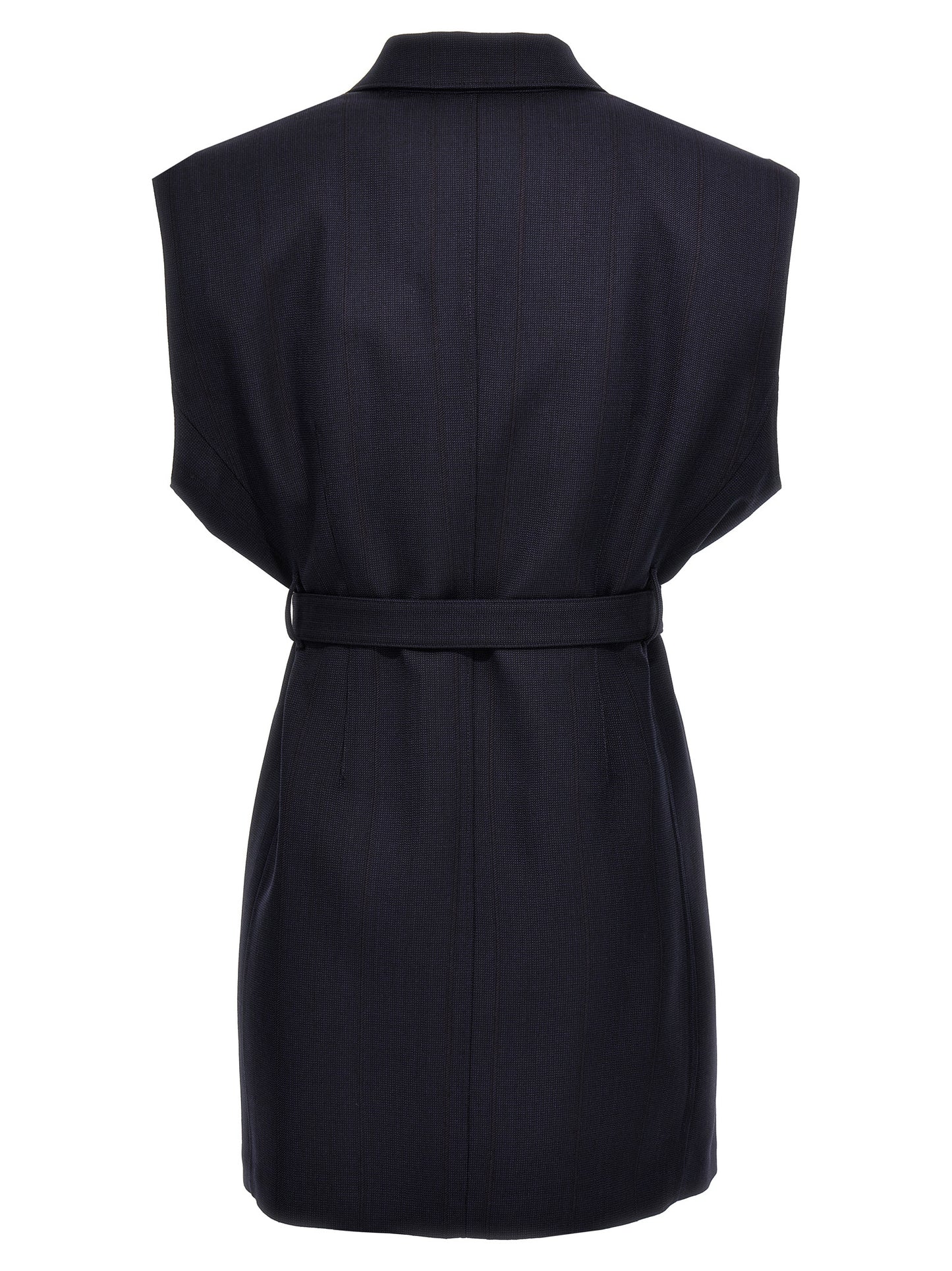 Blue Virgin Wool Sleeveless Jacket