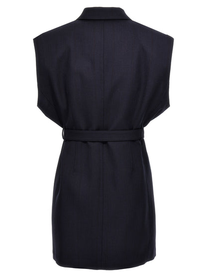 Blue Virgin Wool Sleeveless Jacket