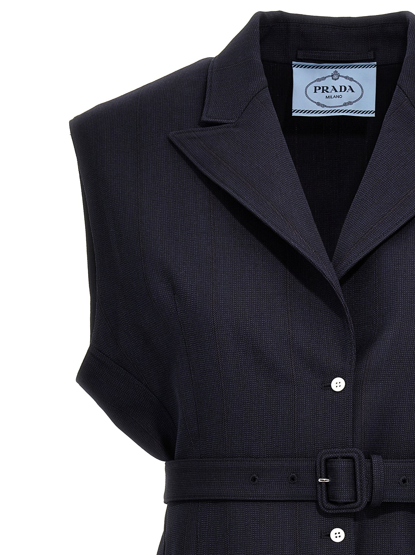 Blue Virgin Wool Sleeveless Jacket