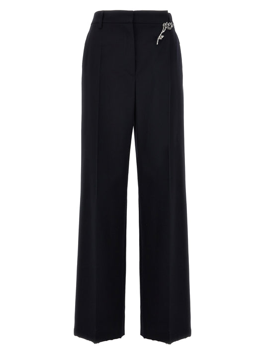 Blue Wool Casual Pants