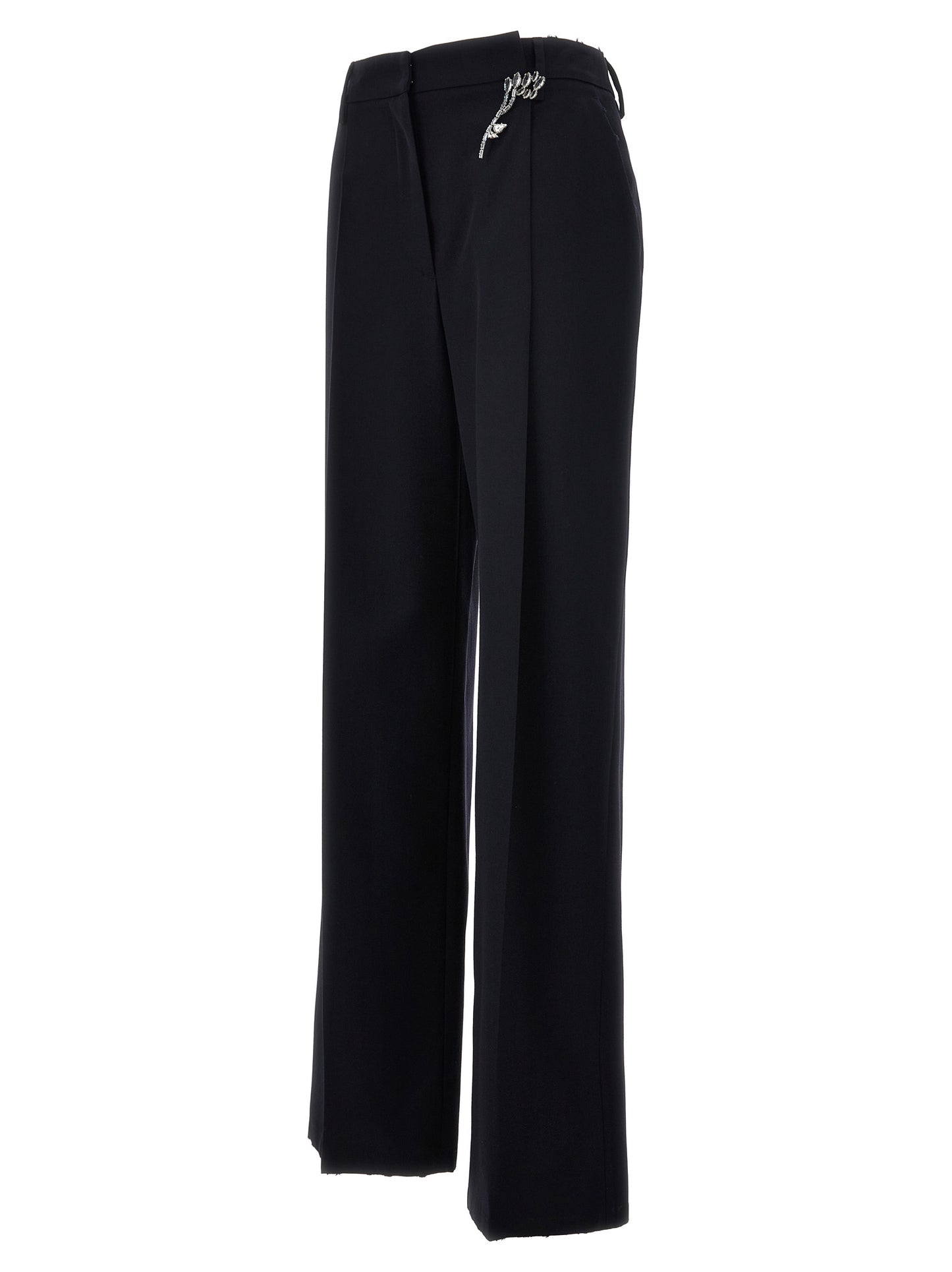 Blue Wool Casual Pants