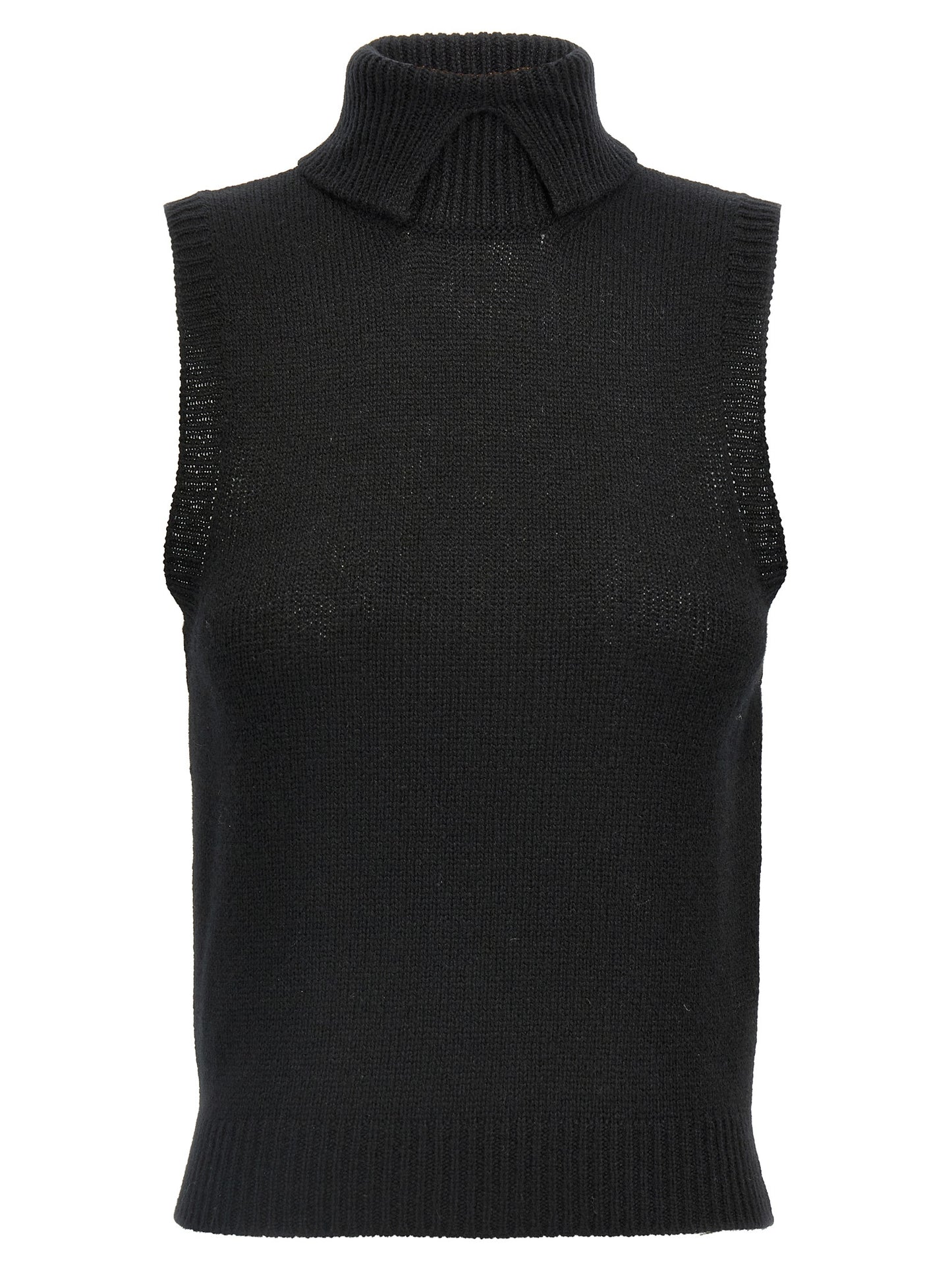 Black Cashmere Sleeveless Jacket