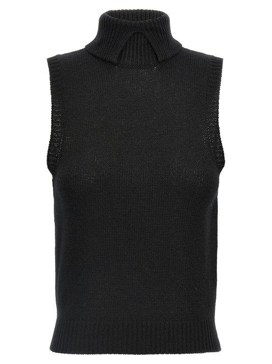 Black Cashmere Sleeveless Jacket