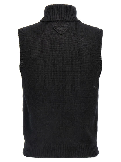 Black Cashmere Sleeveless Jacket