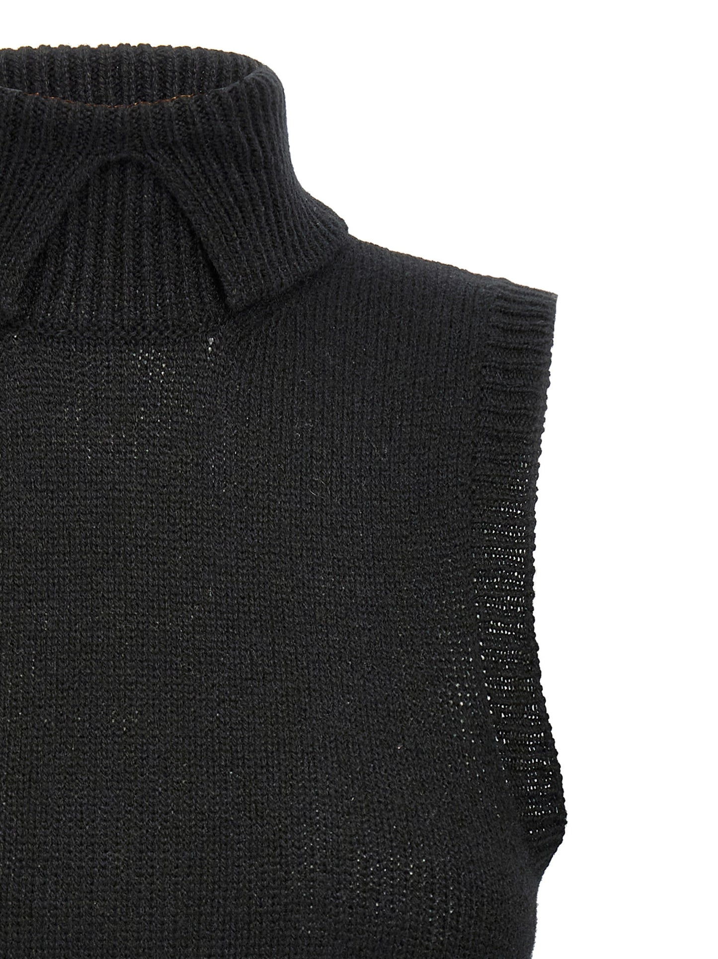 Black Cashmere Sleeveless Jacket