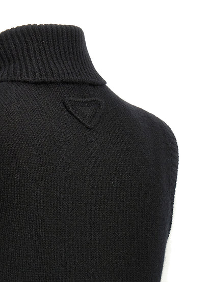 Black Cashmere Sleeveless Jacket