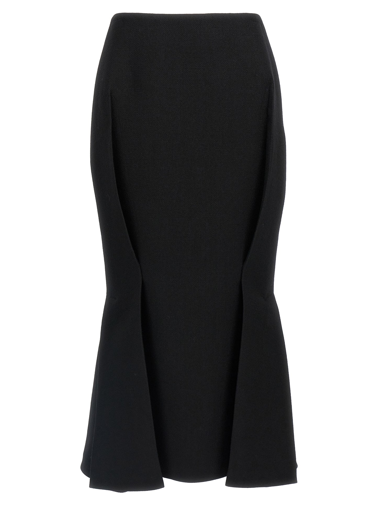 Black Virgin Wool Midi Skirt