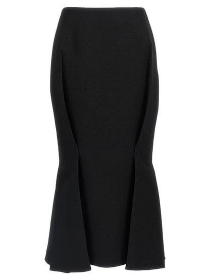 Black Virgin Wool Midi Skirt