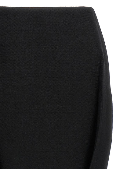 Black Virgin Wool Midi Skirt