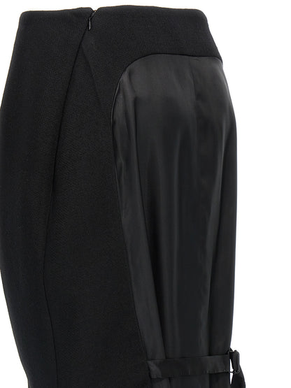 Black Virgin Wool Midi Skirt