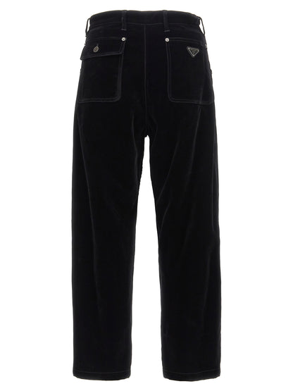 Black Cotton Casual Pants
