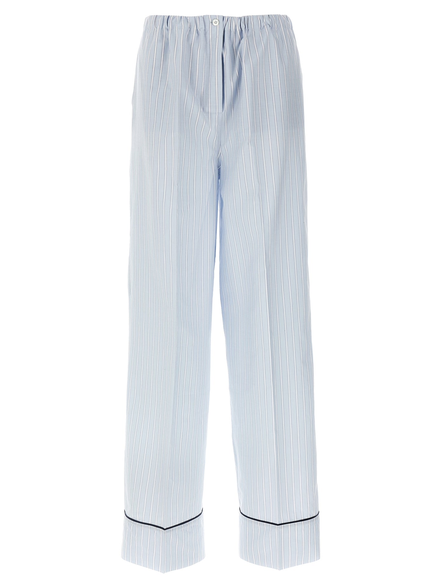 Blue Cotton Casual Pants