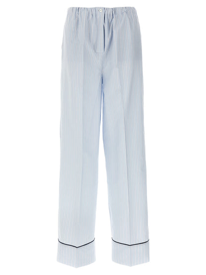 Blue Cotton Casual Pants