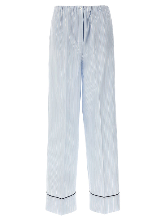 Blue Cotton Casual Pants