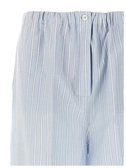 Blue Cotton Casual Pants