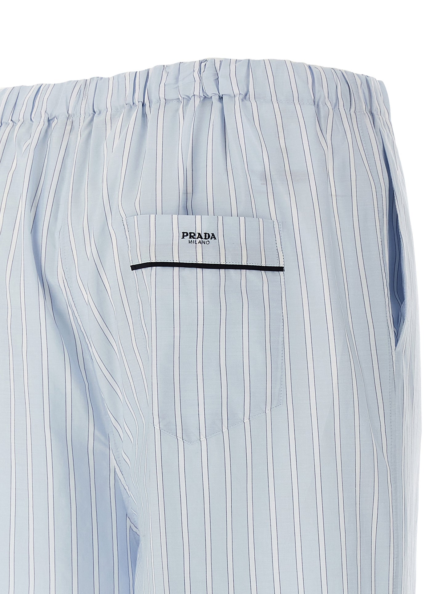 Blue Cotton Casual Pants