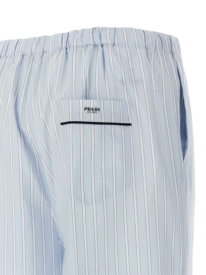 Blue Cotton Casual Pants