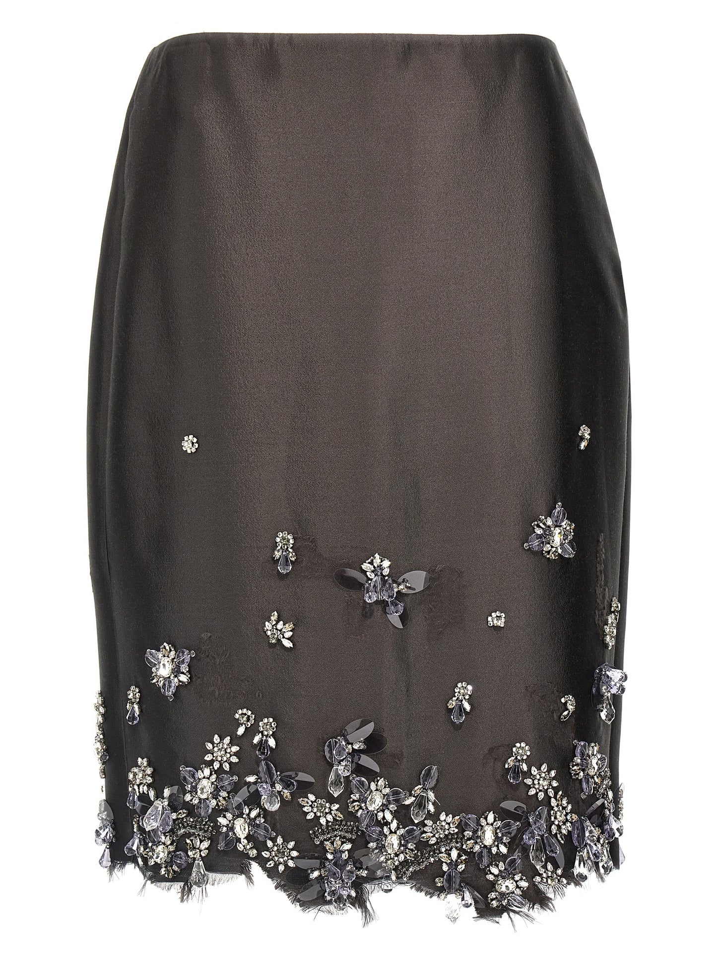 Gray Silk Midi Skirt