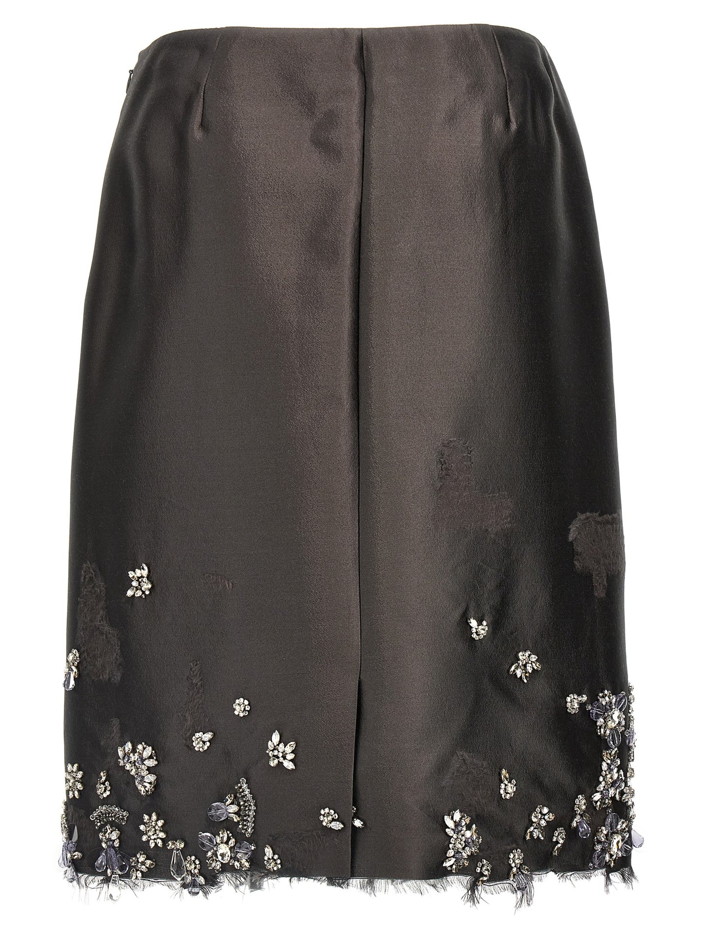 Gray Silk Midi Skirt