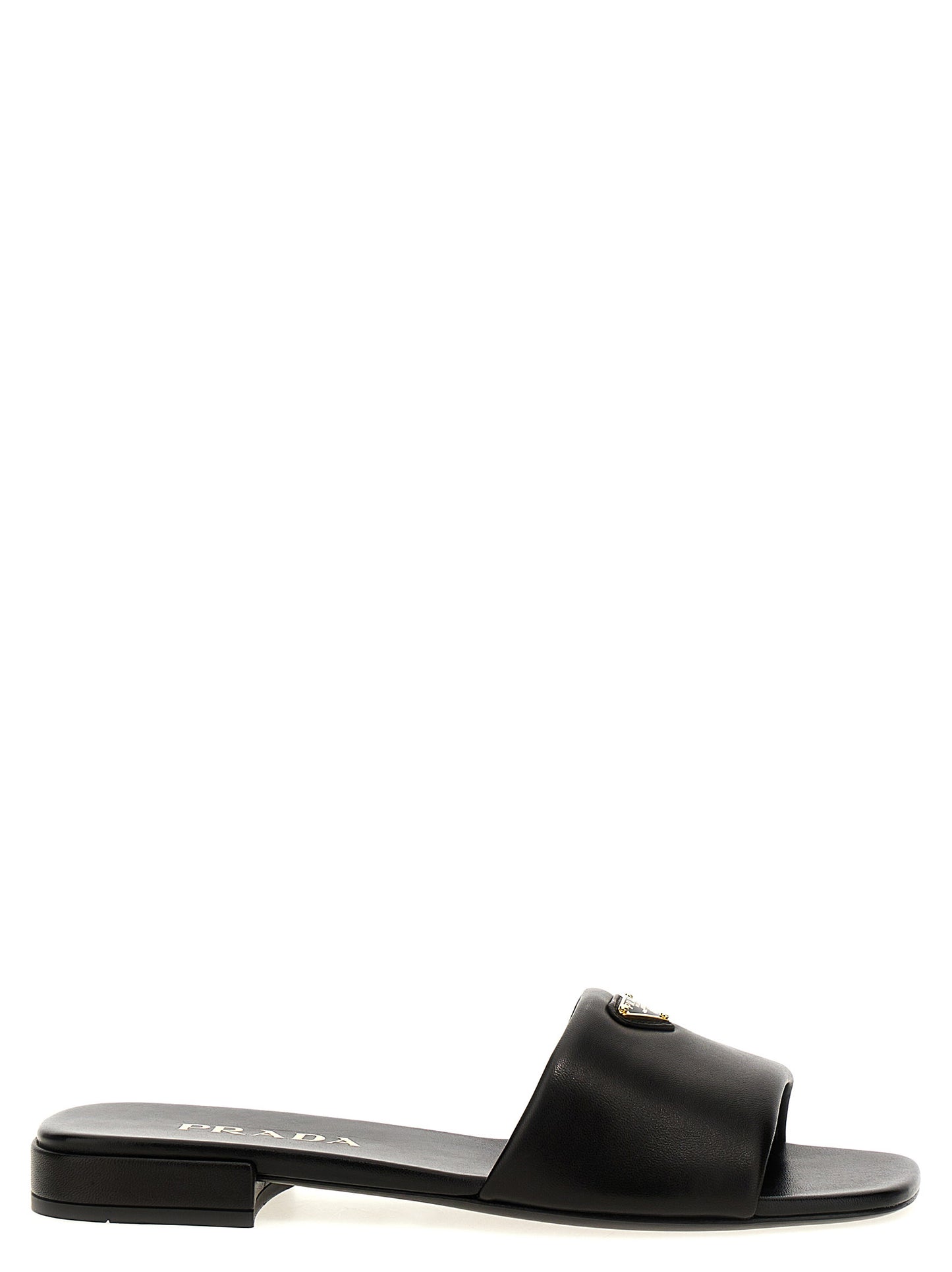 Black Lamb Leather Slides