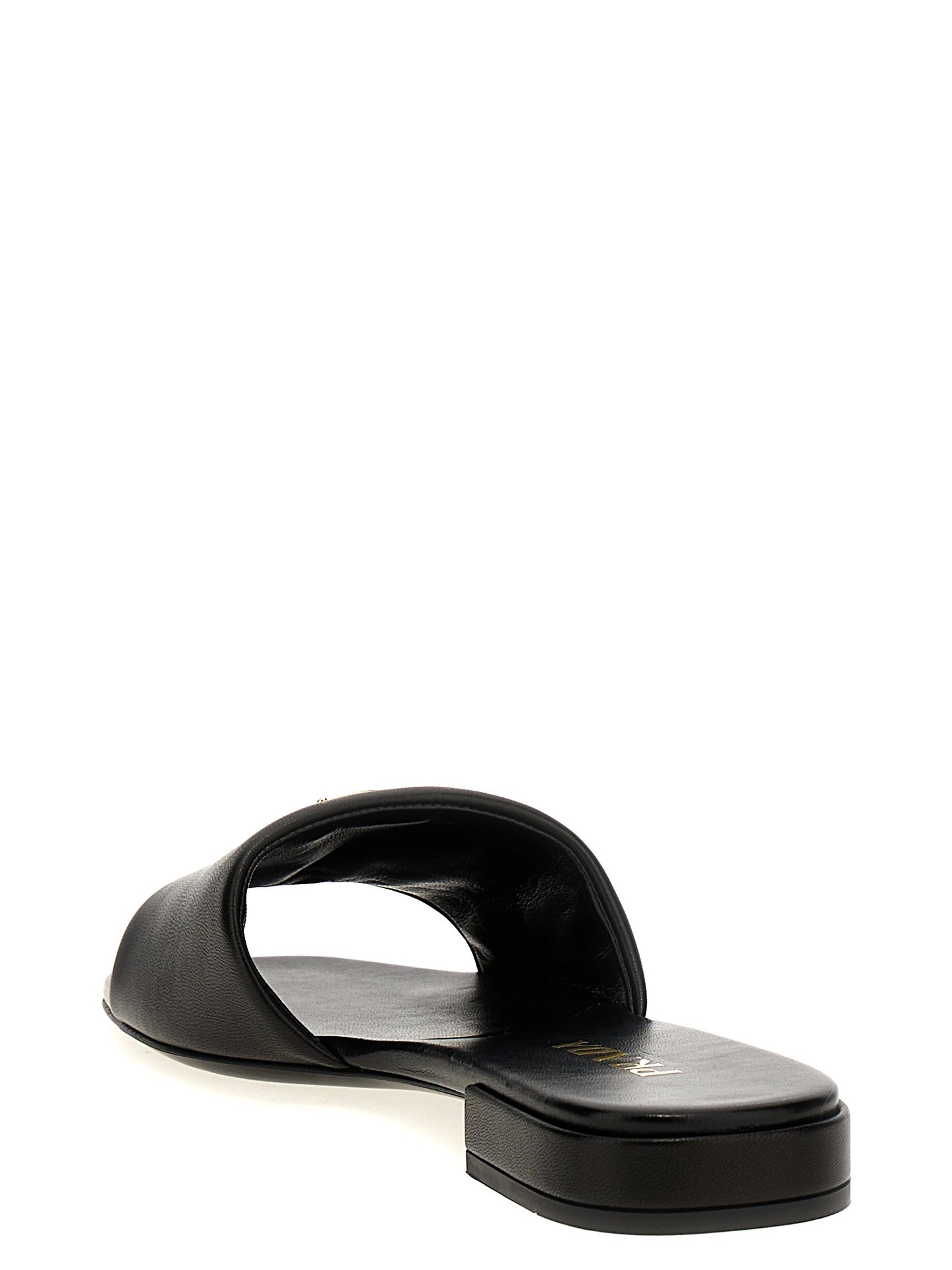 Black Lamb Leather Slides