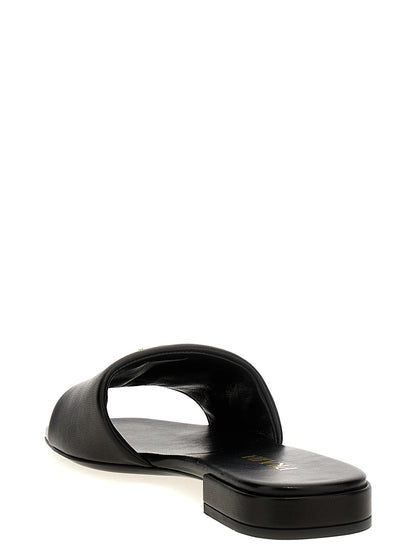 Black Lamb Leather Slides