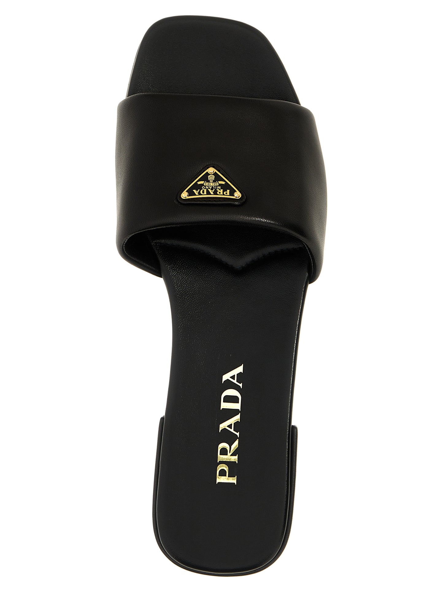 Black Lamb Leather Slides