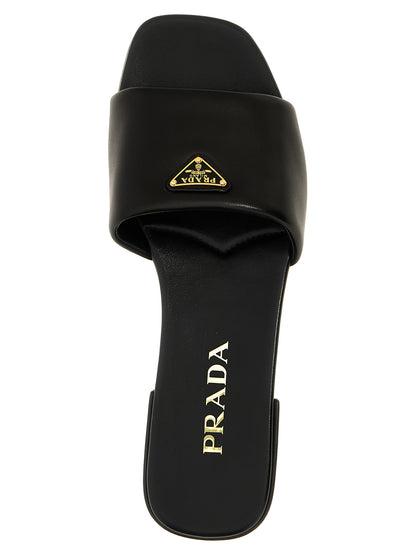 Black Lamb Leather Slides