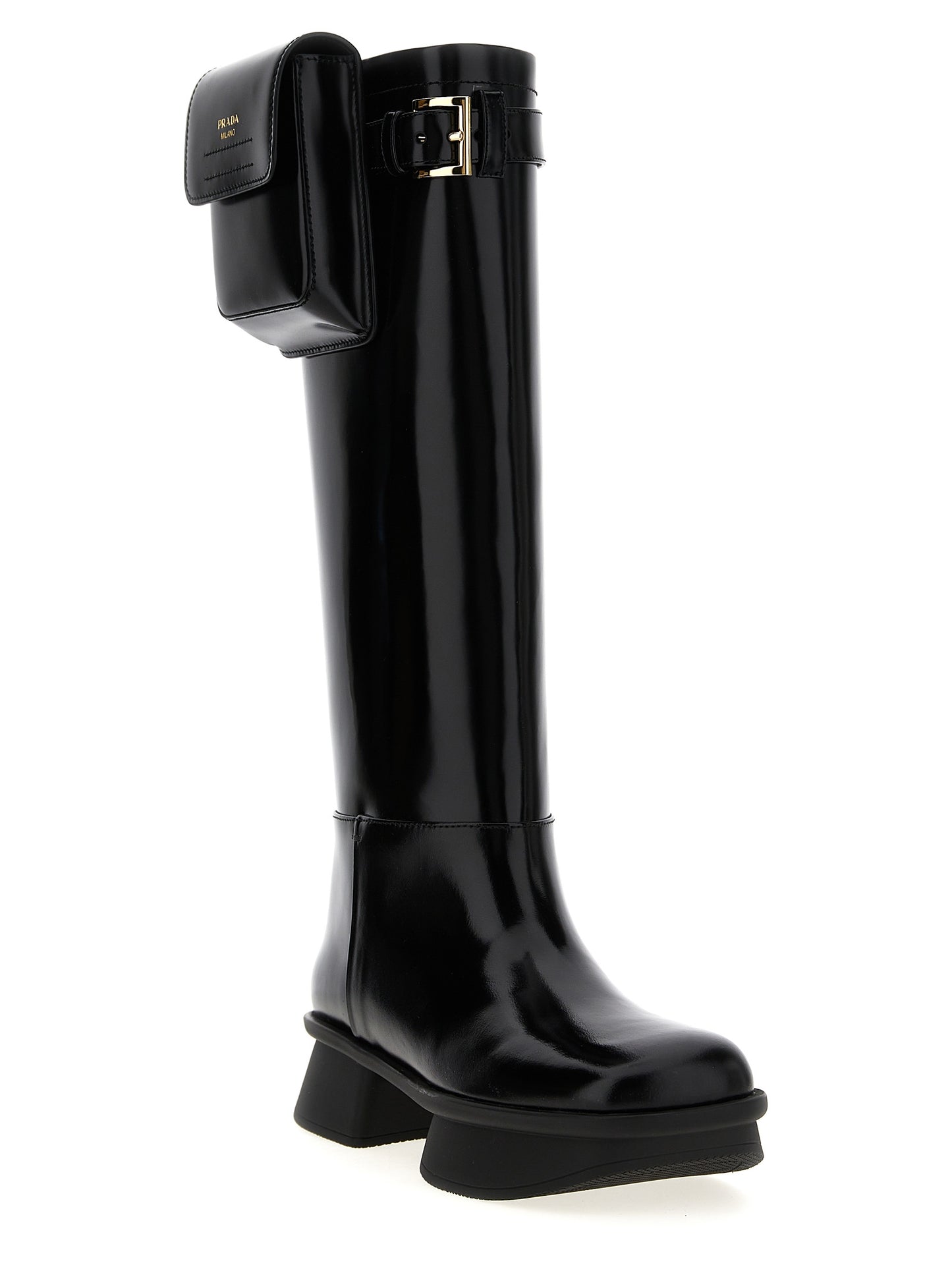 Black Calfskin Over The Knee