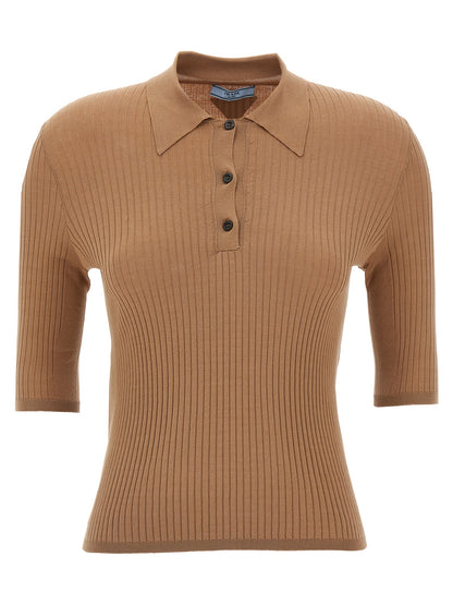 Beige Cotton Polo Shirt