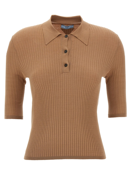 Beige Cotton Polo Shirt