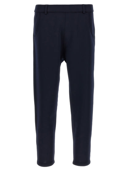 Blue Polyester Casual Pants