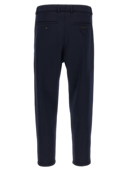 Blue Polyester Casual Pants