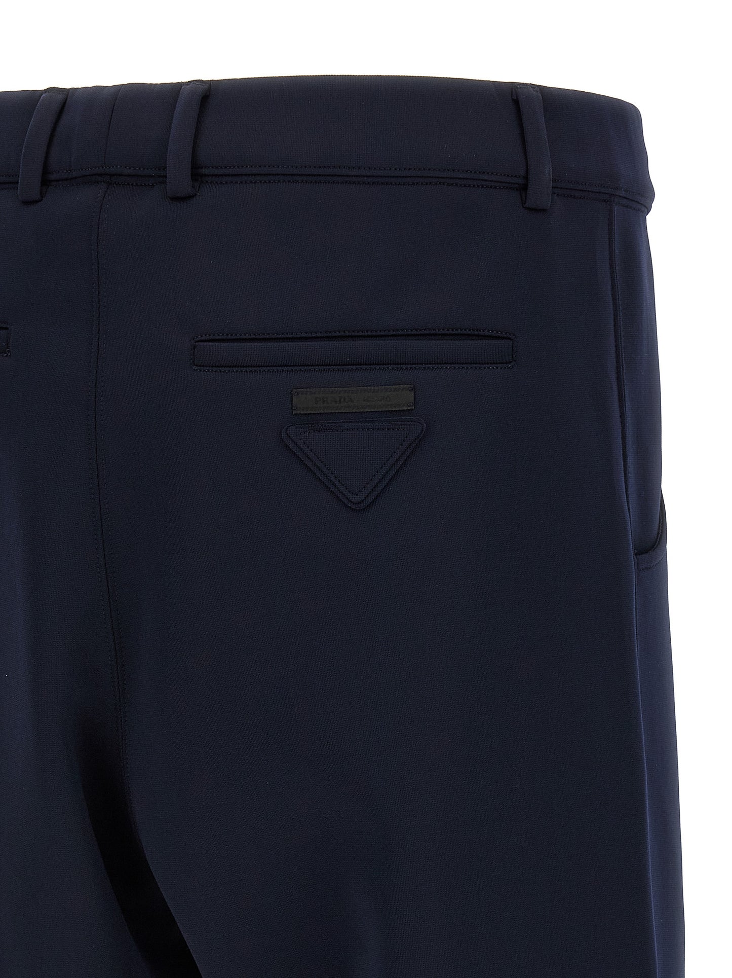 Blue Polyester Casual Pants