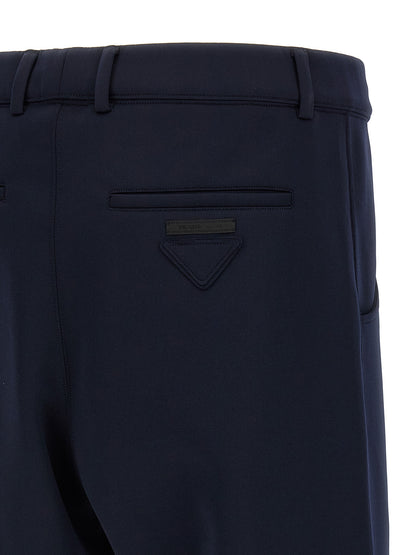 Blue Polyester Casual Pants