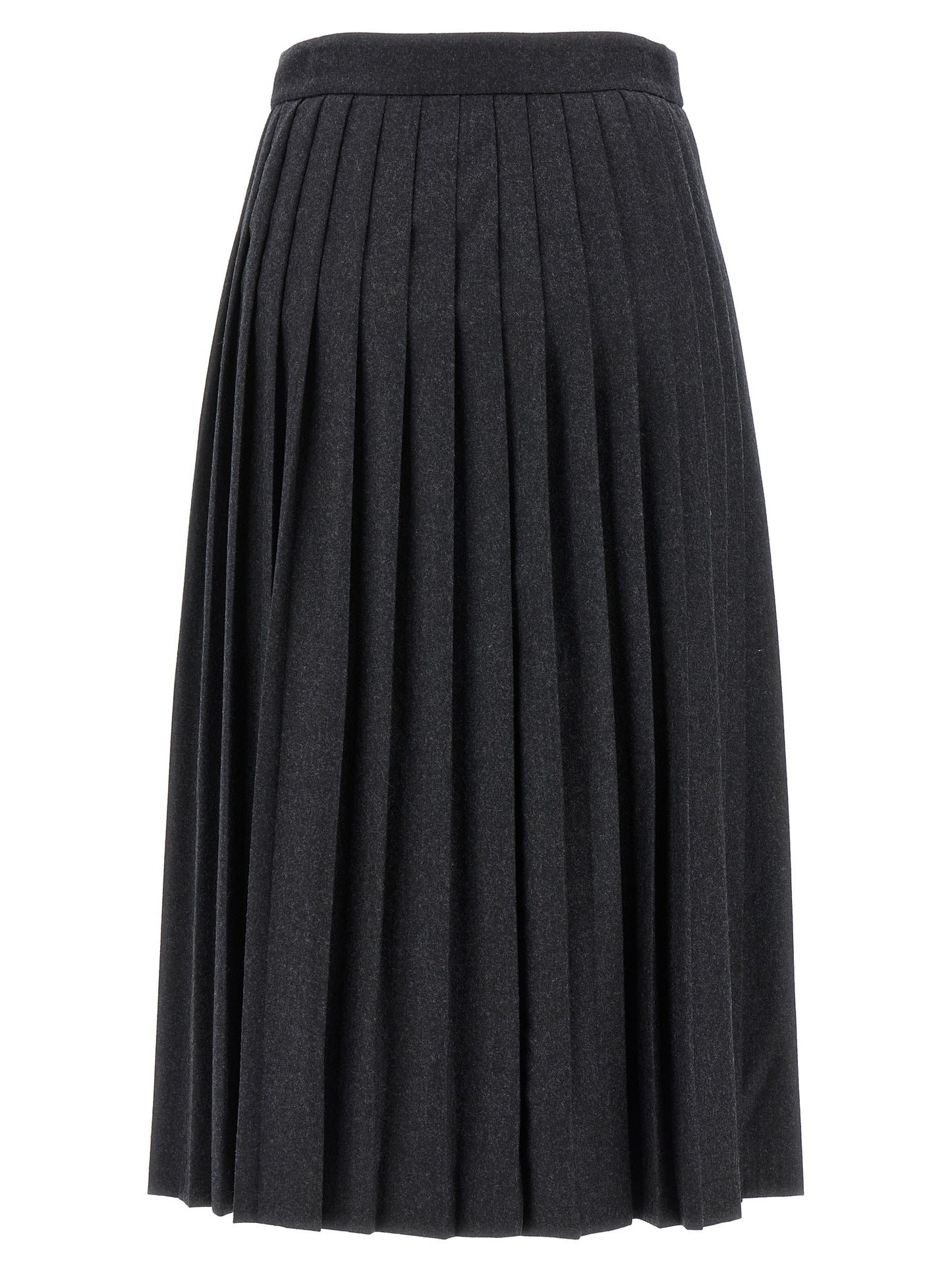 Gray Virgin Wool Midi Skirt