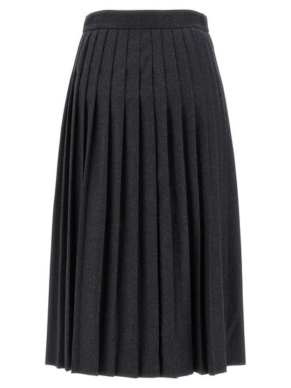 Gray Virgin Wool Midi Skirt