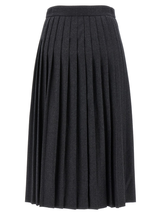 Gray Virgin Wool Midi Skirt
