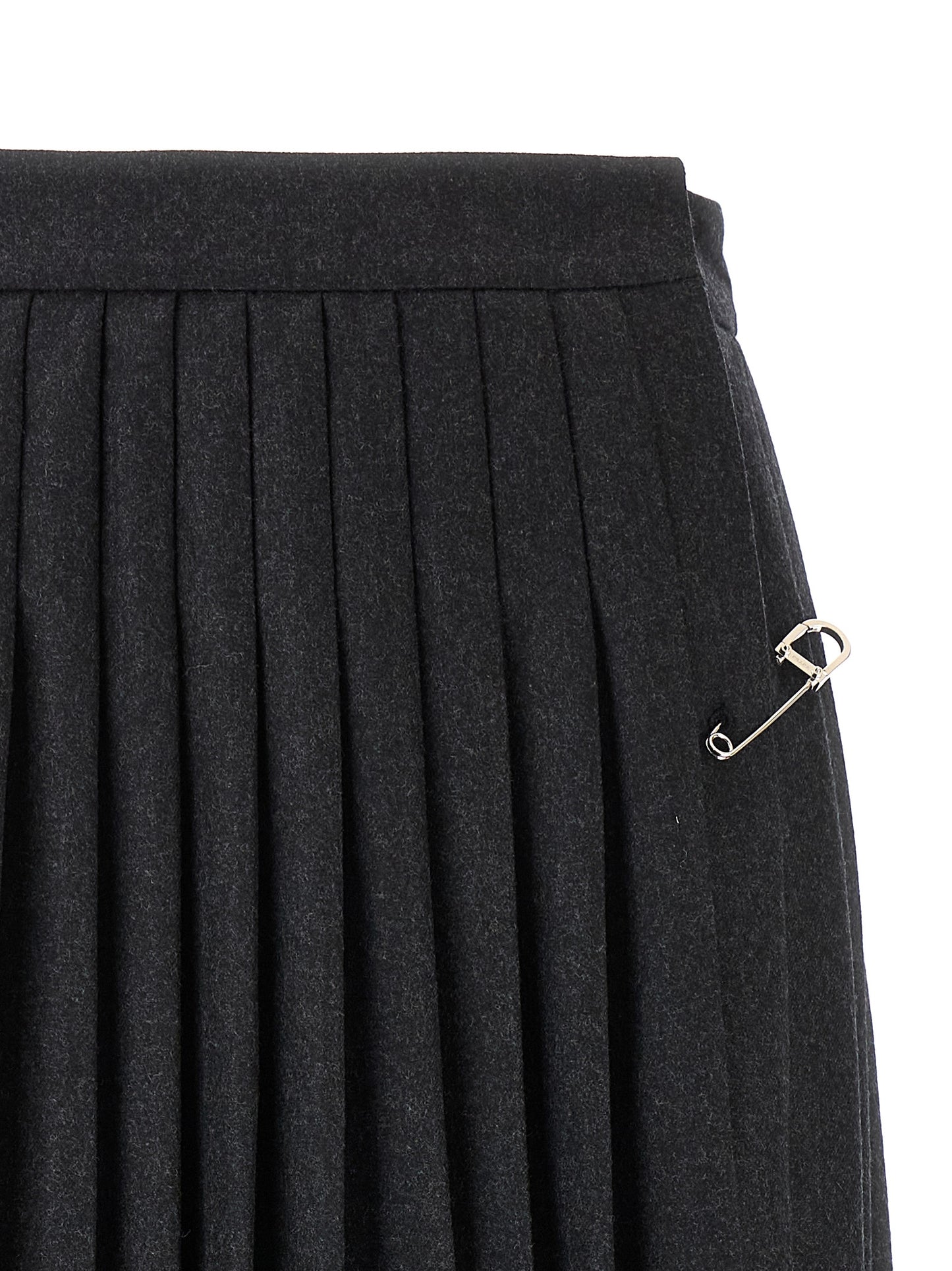 Gray Virgin Wool Midi Skirt