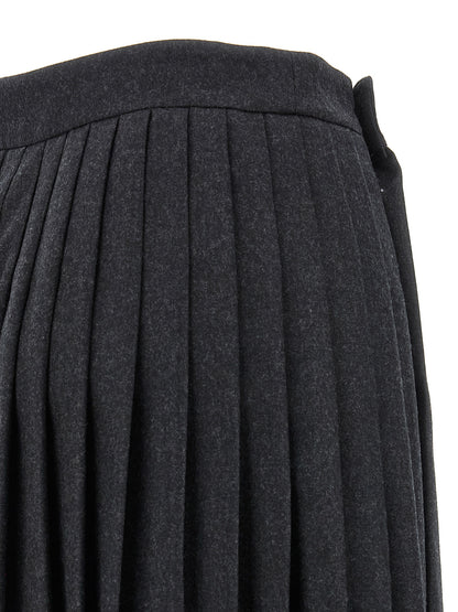 Gray Virgin Wool Midi Skirt