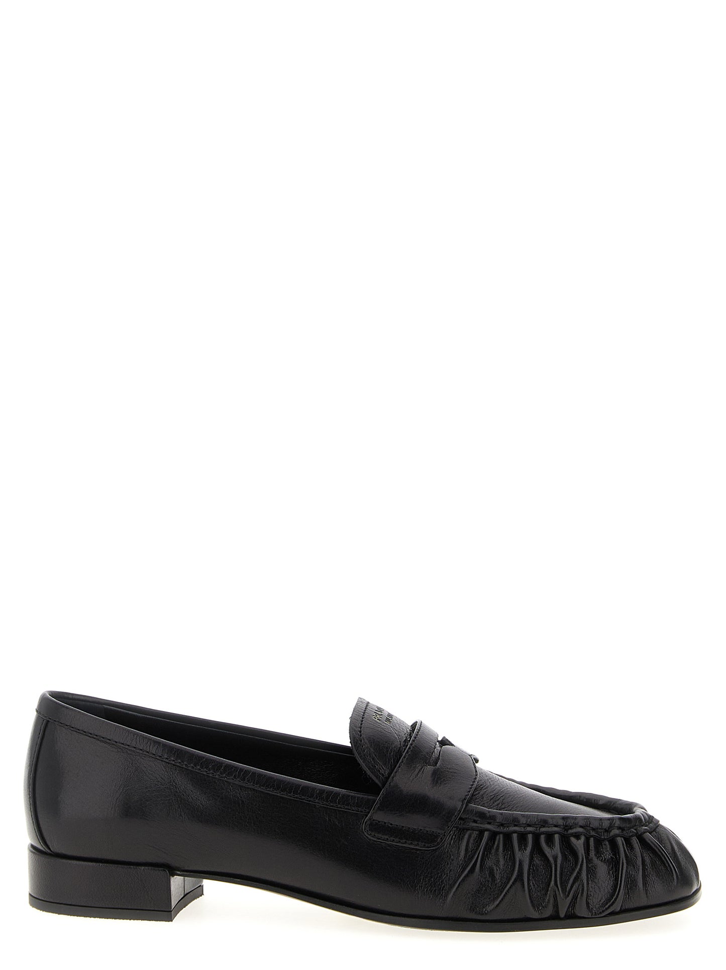 Black Buffalo Leather Slip-On Loafers