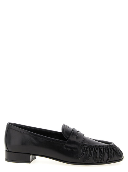 Black Buffalo Leather Slip-On Loafers