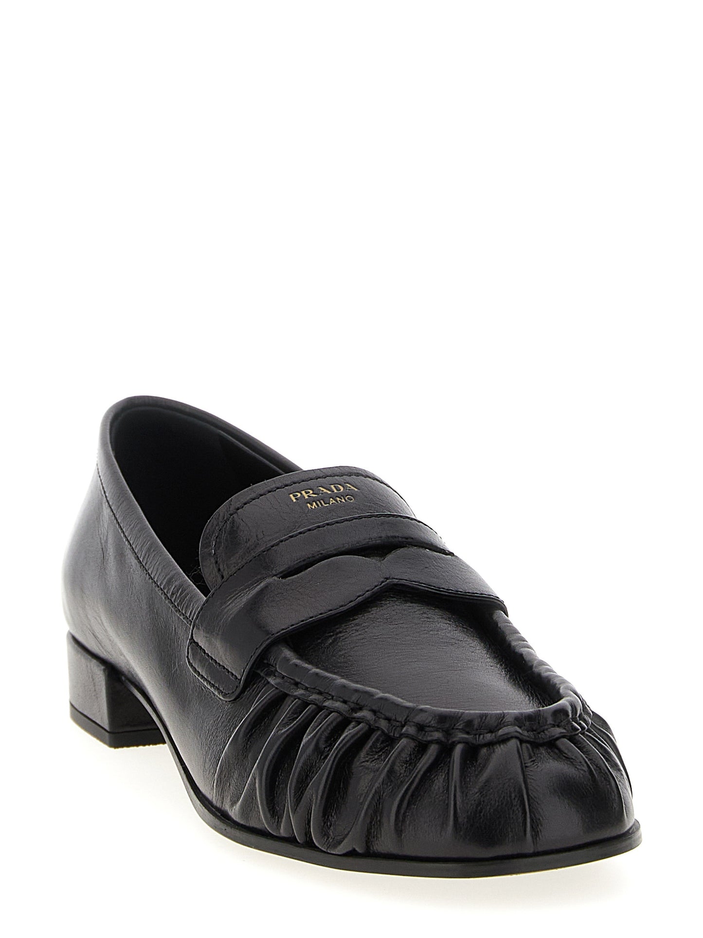 Black Buffalo Leather Slip-On Loafers