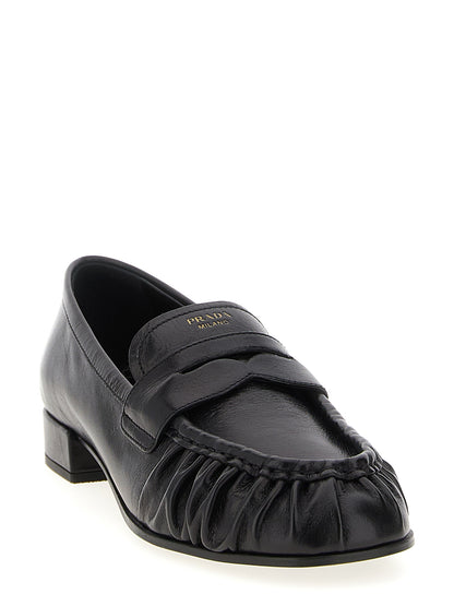 Black Buffalo Leather Slip-On Loafers